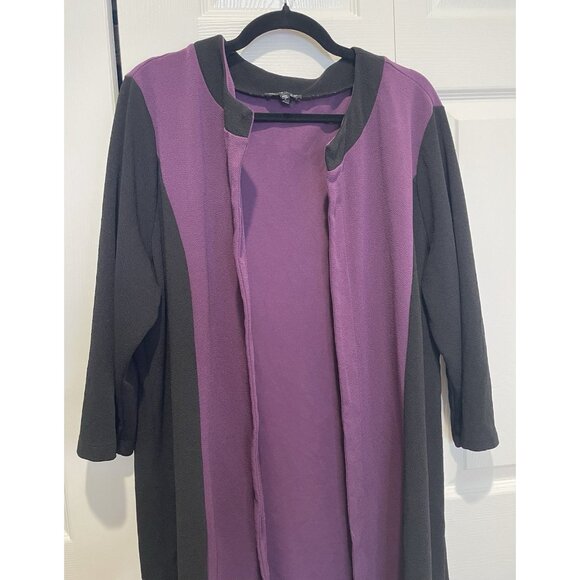 Vtg Slinky Brand Womens Open Front Cardigan Size 2X Colorblock Duster Flowy Bold - Picture 3 of 10